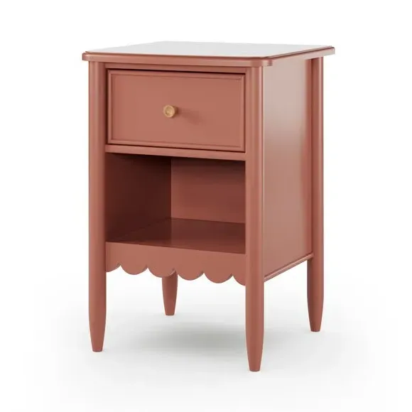 1 Drawer Bedside Table with Shelf - Red Clay
