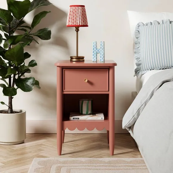 1 Drawer Bedside Table with Shelf - Red Clay