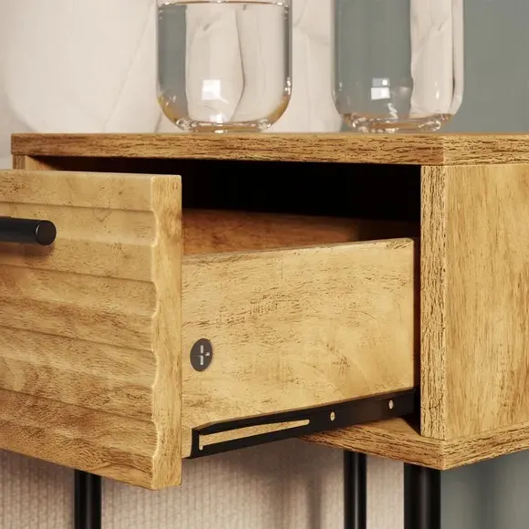 1 Drawer Bedside Table with Shelf - Wood Effect