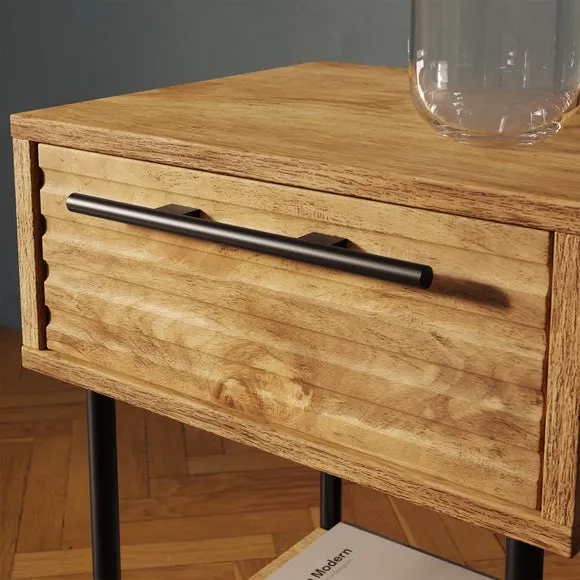 1 Drawer Bedside Table with Shelf - Wood Effect