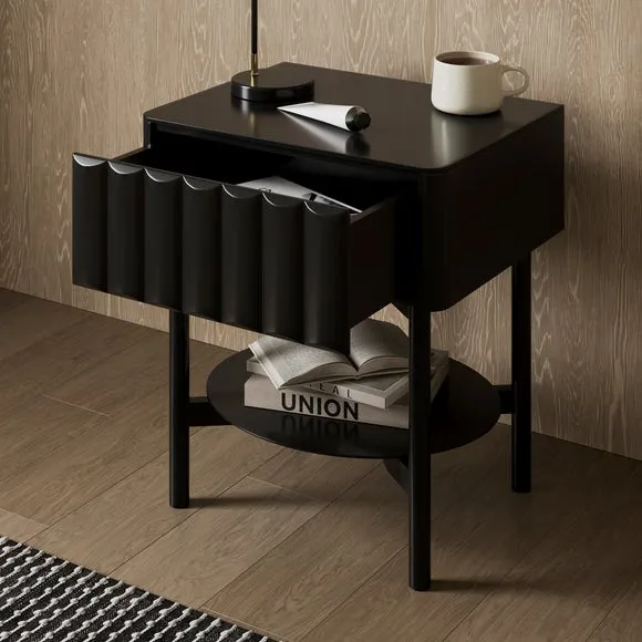 1 Drawer Bedside Table with Storage - Black