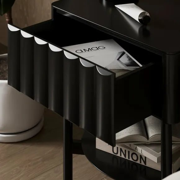 1 Drawer Bedside Table with Storage - Black