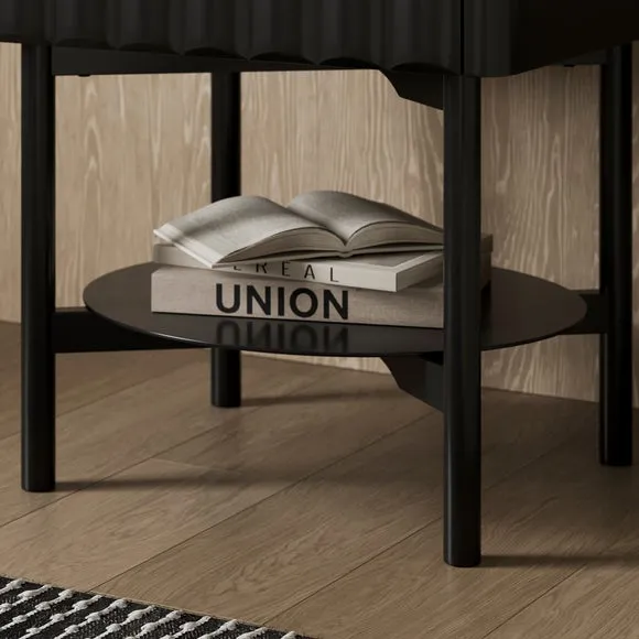 1 Drawer Bedside Table with Storage - Black