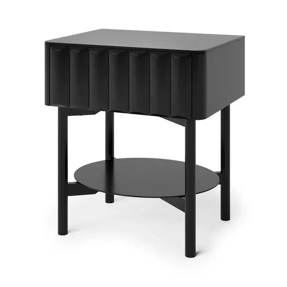 1 Drawer Bedside Table with Storage - Black