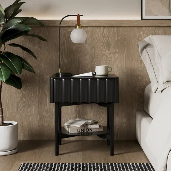 1 Drawer Bedside Table with Storage - Black image