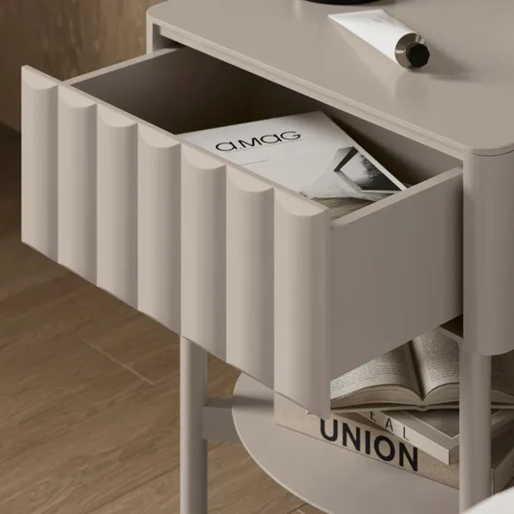 1 Drawer Bedside Table with Storage - Sandstone