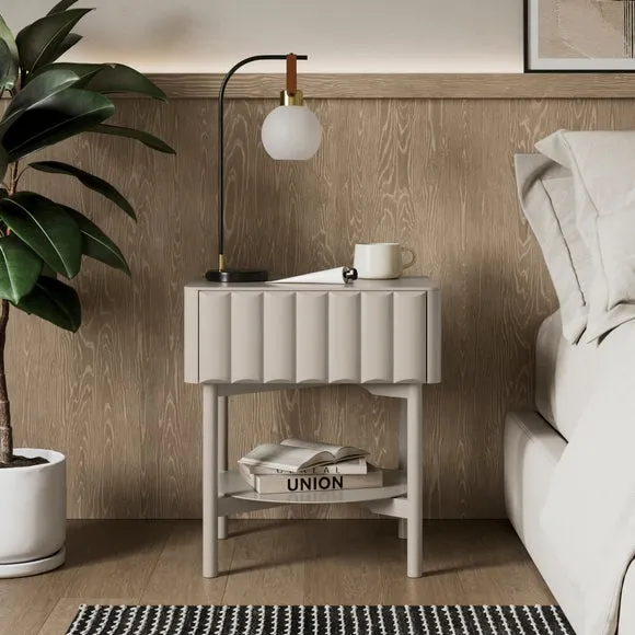 1 Drawer Bedside Table with Storage - Sandstone