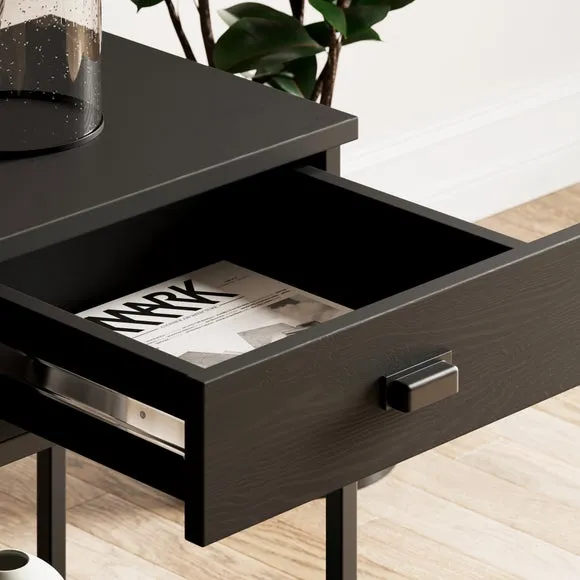 1 Drawer Side Table - Black, Metal