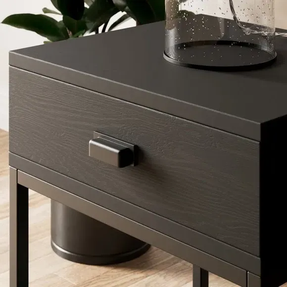 1 Drawer Side Table - Black, Metal