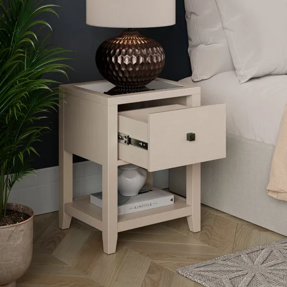 1 Drawer Slim Bedside Table - Warm Grey, Wood
