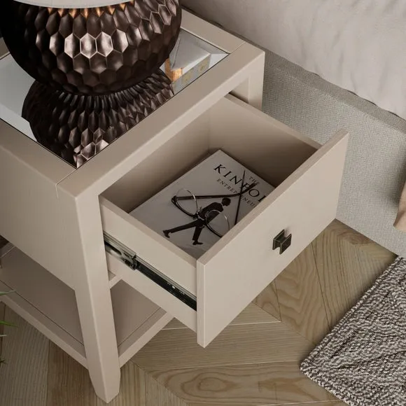 1 Drawer Slim Bedside Table - Warm Grey, Wood