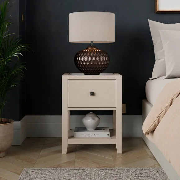 1 Drawer Slim Bedside Table - Warm Grey, Wood image