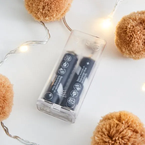 10-LED String Light with Pom Poms - Natural