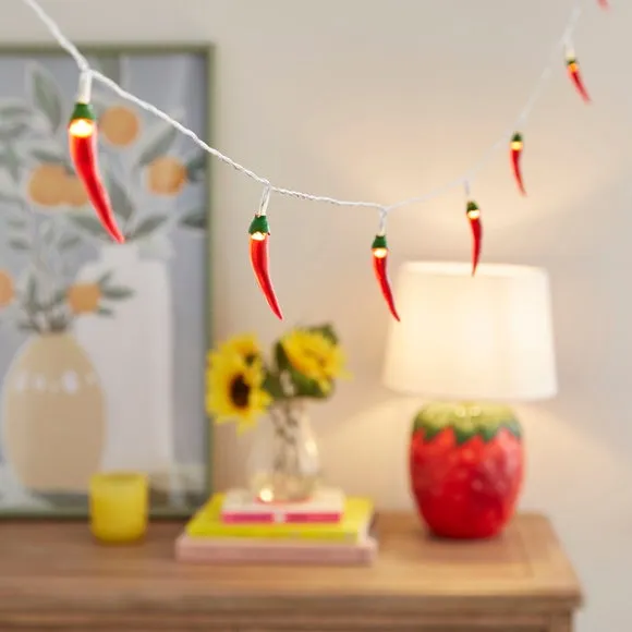 10 LED String Lights Chilli Design - Red