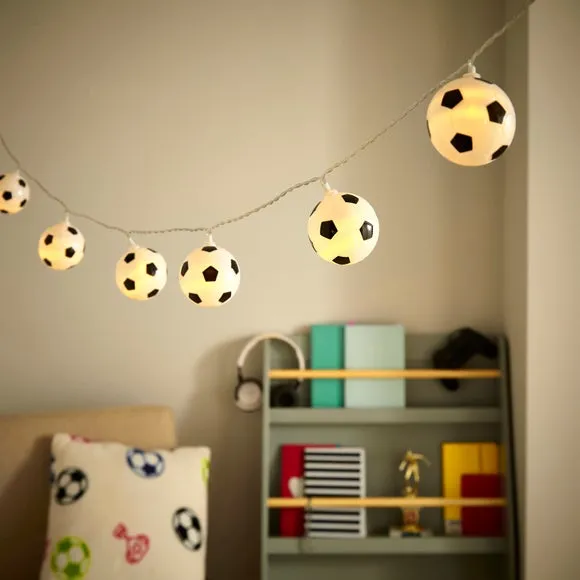 10 LED String Lights Football Design - Black/White