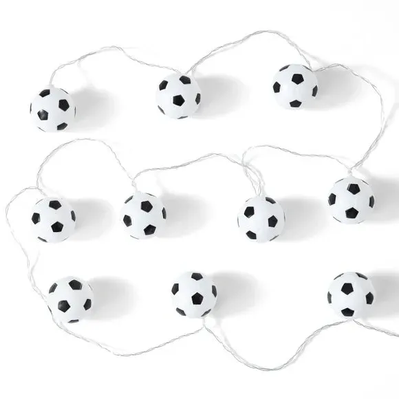 10 LED String Lights Football Design - Black/White
