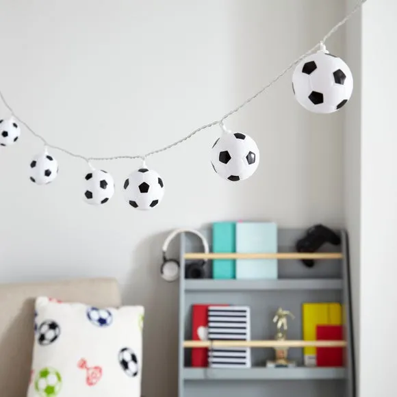 10 LED String Lights Football Design - Black/White