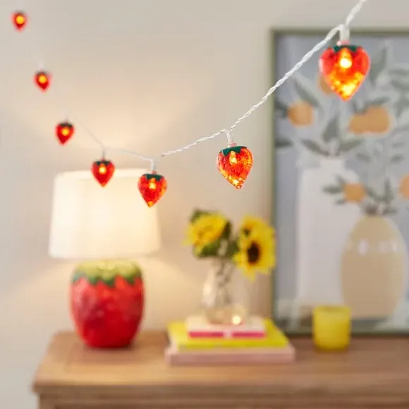 10 LED String Lights Strawberry Design - Red