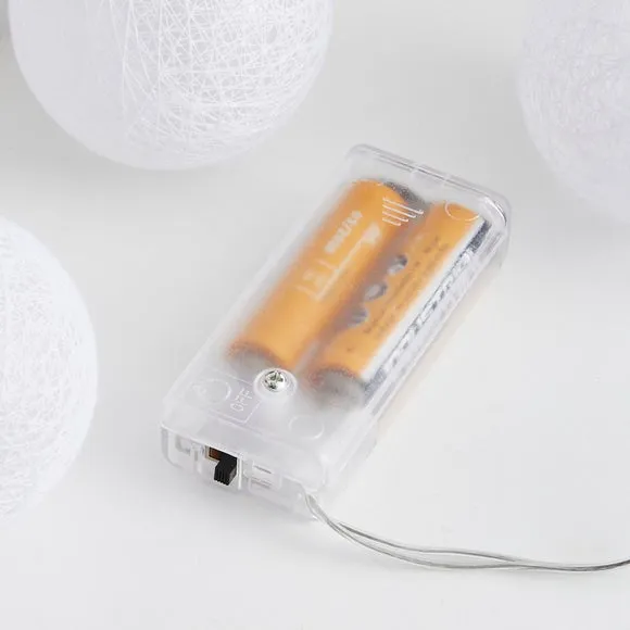 10-LED String Lights with Fabric Balls - White