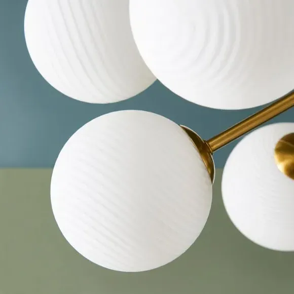 10-Light Ceiling Light with Swirl Glass - Gold