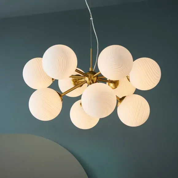 10-Light Ceiling Light with Swirl Glass - Gold image