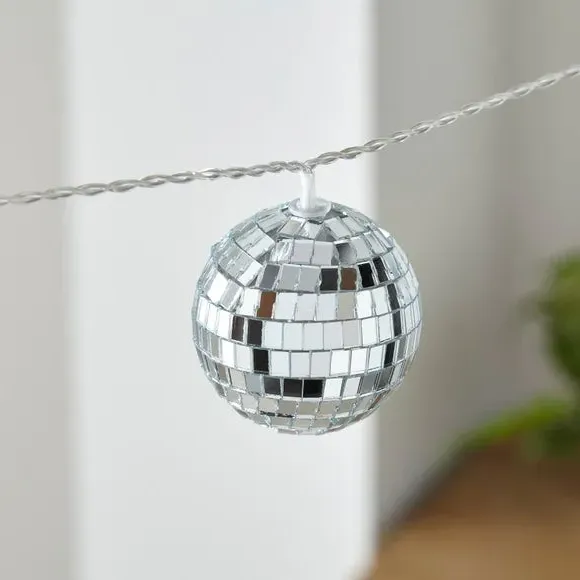 10-Light Disco Ball String Lights - Silver