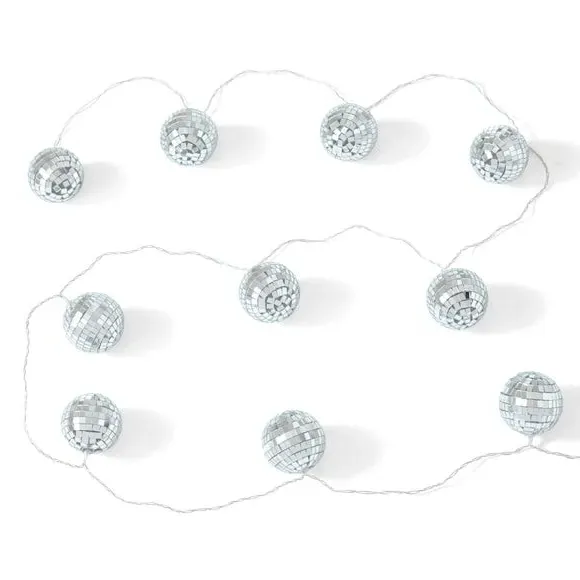 10-Light Disco Ball String Lights - Silver