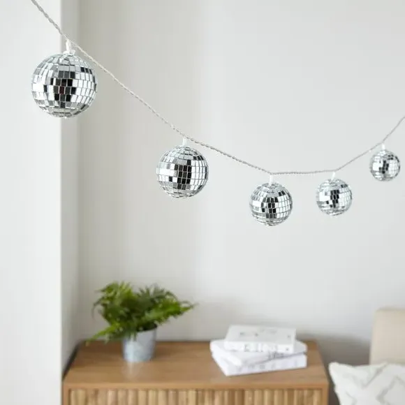 10-Light Disco Ball String Lights - Silver image