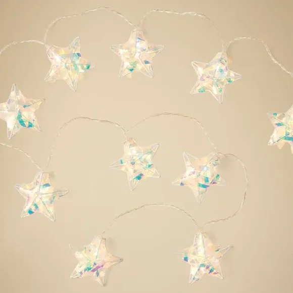 10-Light Star String Lights - Clear, Iridescent