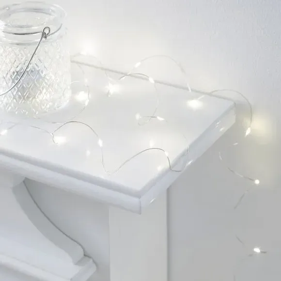 100 LED String Lights Battery Operated - Silver