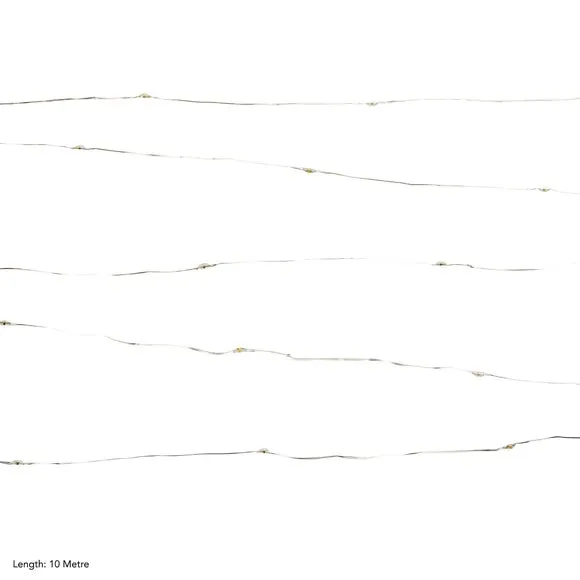 100 LED String Lights Battery Operated - Silver