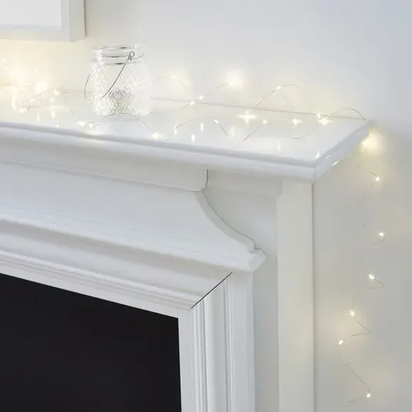 100 LED String Lights Battery Operated - Silver