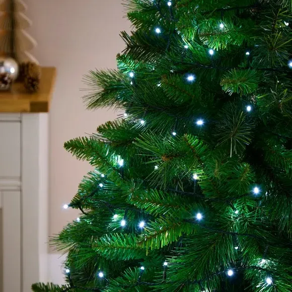 100-Light LED String Lights - White, Green Cable image