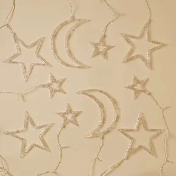116 LED String Lights Star & Moon - Clear