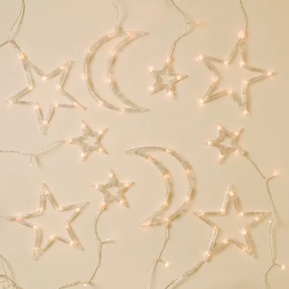 116 LED String Lights Star & Moon - Clear
