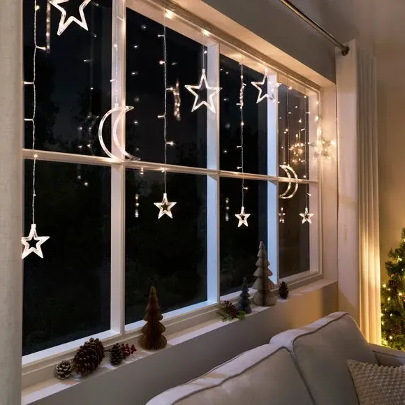 116 LED String Lights Star & Moon - Clear image