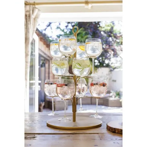 12-Glass Cocktail Tree Stand - Black, Metal