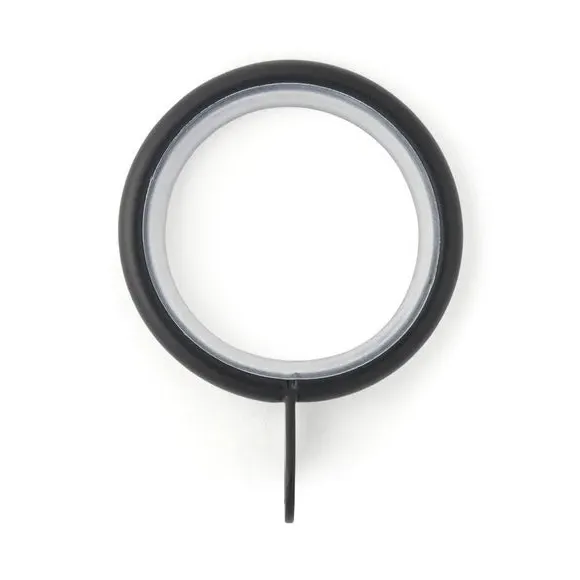 12-Pack Curtain Rings - Matt Black, Metal