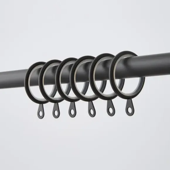12-Pack Curtain Rings - Matt Black, Metal image