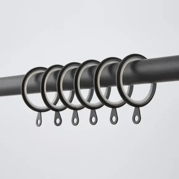12-Pack Curtain Rings - Matt Black, Metal