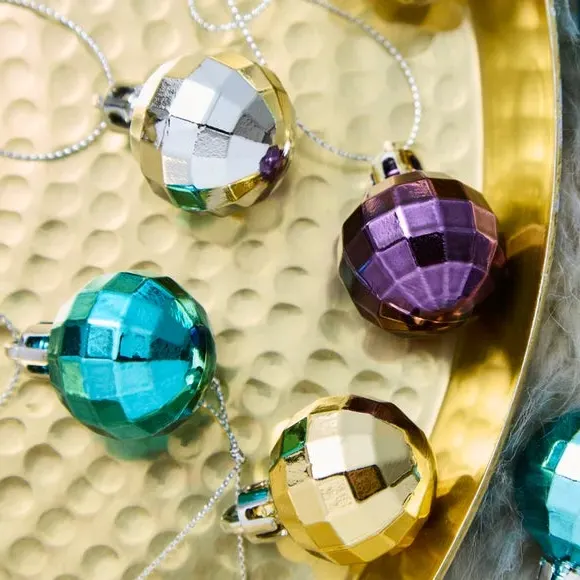 12-Pack Mini Baubles Faceted - Multicolor