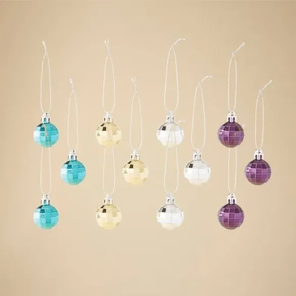 12-Pack Mini Baubles Faceted - Multicolor