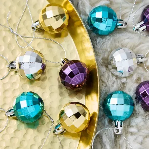 12-Pack Mini Baubles Faceted - Multicolor image