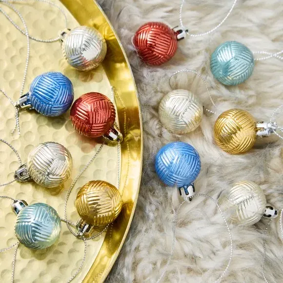 12-Pack Mini Baubles Shatterproof - Multicolor image
