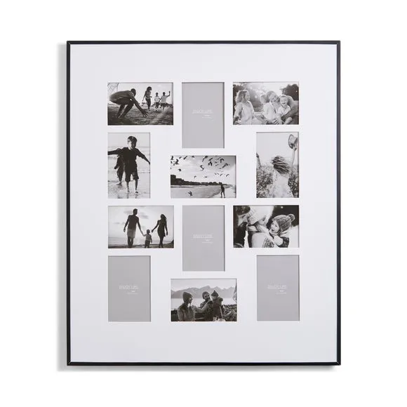 12-Photo Multi Frame with Slim Profile - Black, Metal