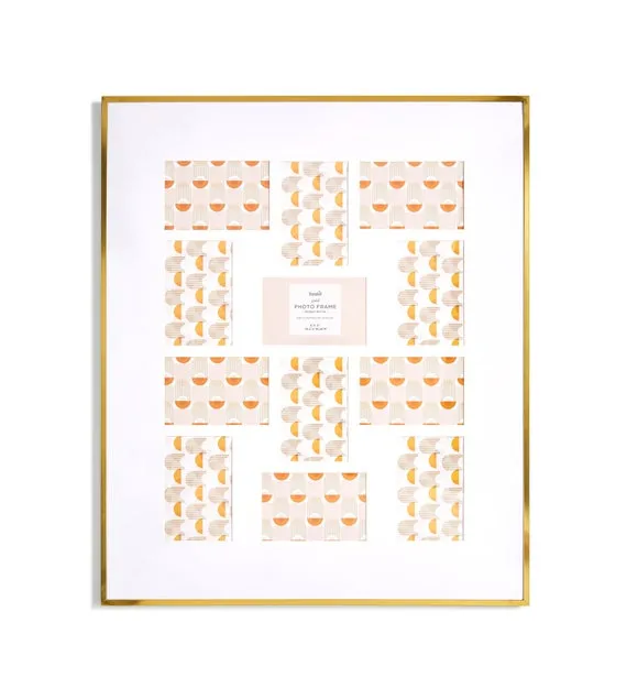 12-Photo Multi Frame with Slim Profile - Gold, Metal