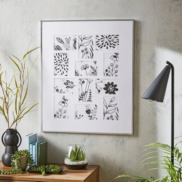 12-Photo Multi Frame with Slim Profile - Silver, Metal