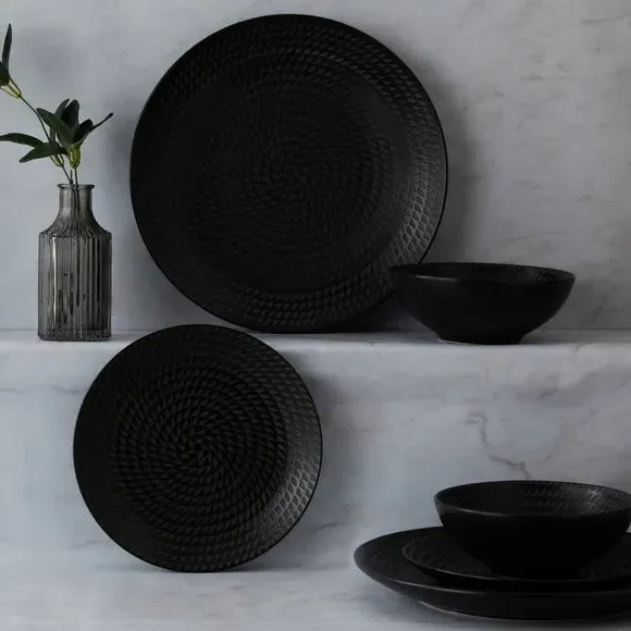 12-Piece Dinner Set - Black, Stoneware image