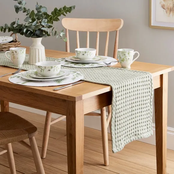 12-Piece Dinner Set Floral Design - Sage, Porcelain
