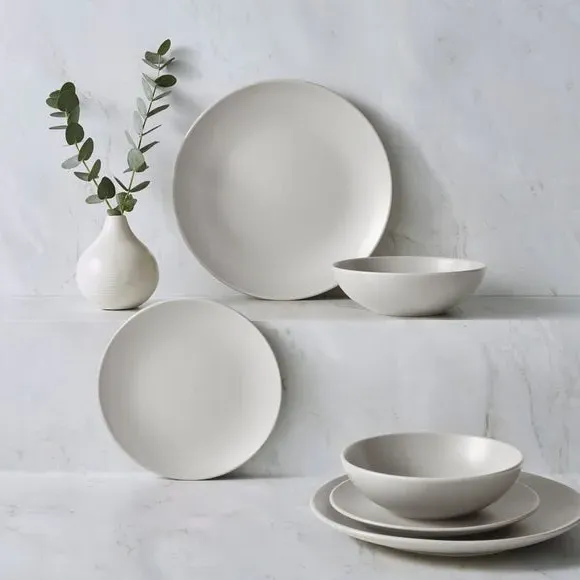 12-Piece Dinner Set - Grey, Stoneware
